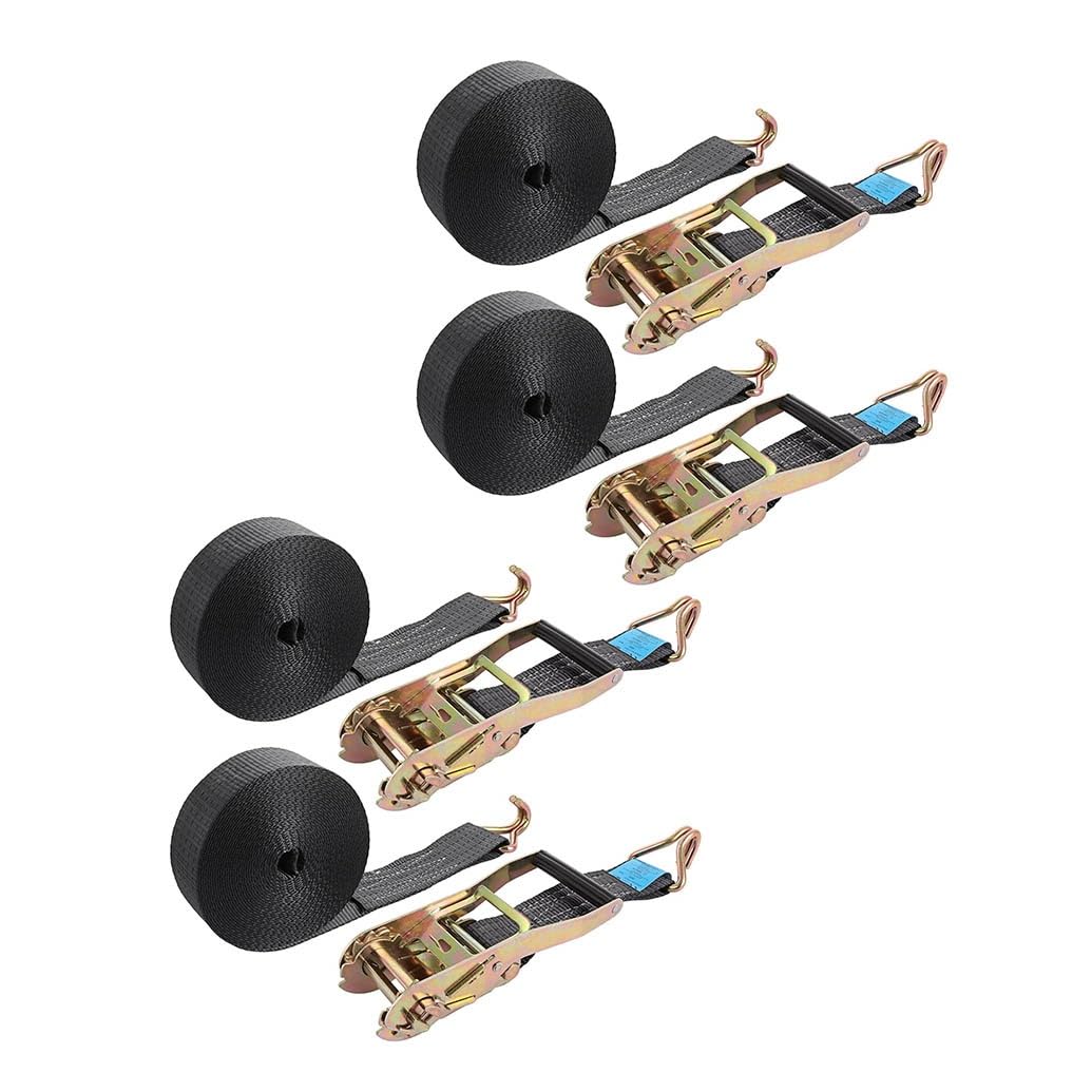 4 Pezzi Cinghie A Cricchetto Con Cricchetto 4x5000KG Cinghia A Cricchetto 5 Cm Con Cricchetto E Gancio Universale Poliestere Come Legare Valigie Organizzare Articoli Vari(W5cm/1.96in,L5m/196in)