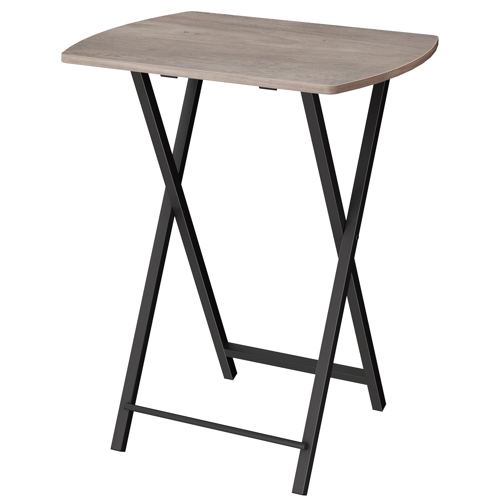 HOOBRO Side Table, Folding Tray Table, Snack Dinner Table for Eating at Couch, Sofa End Table for Small Space, Living Room, Industrial, Easy Storage, Stable Metal Frame, Greige and Black EBG17BZ01