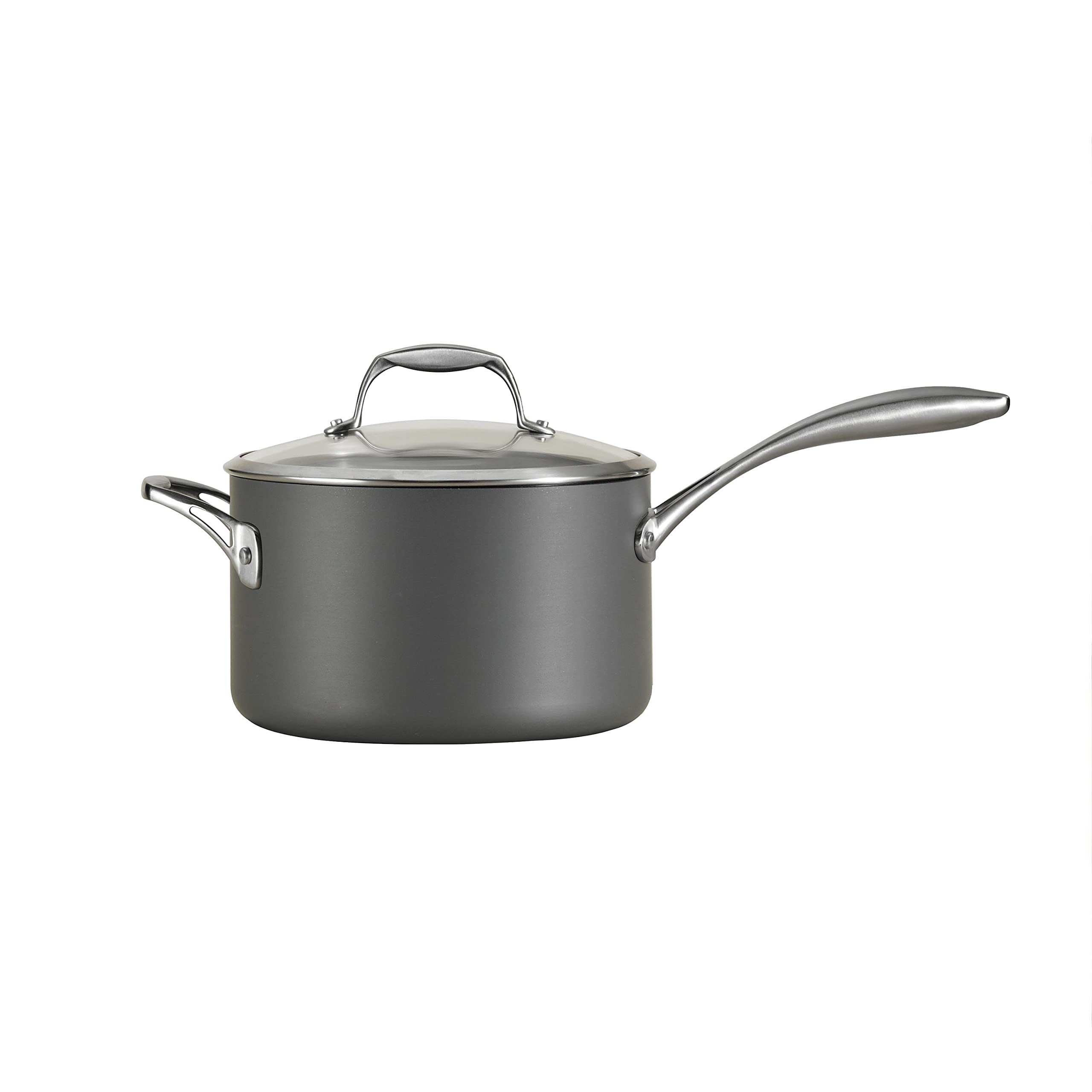 Tramontina Hard Anodized Non Stick 4-Quart Large Sauce Pan with Glass Lid, Oven Safe