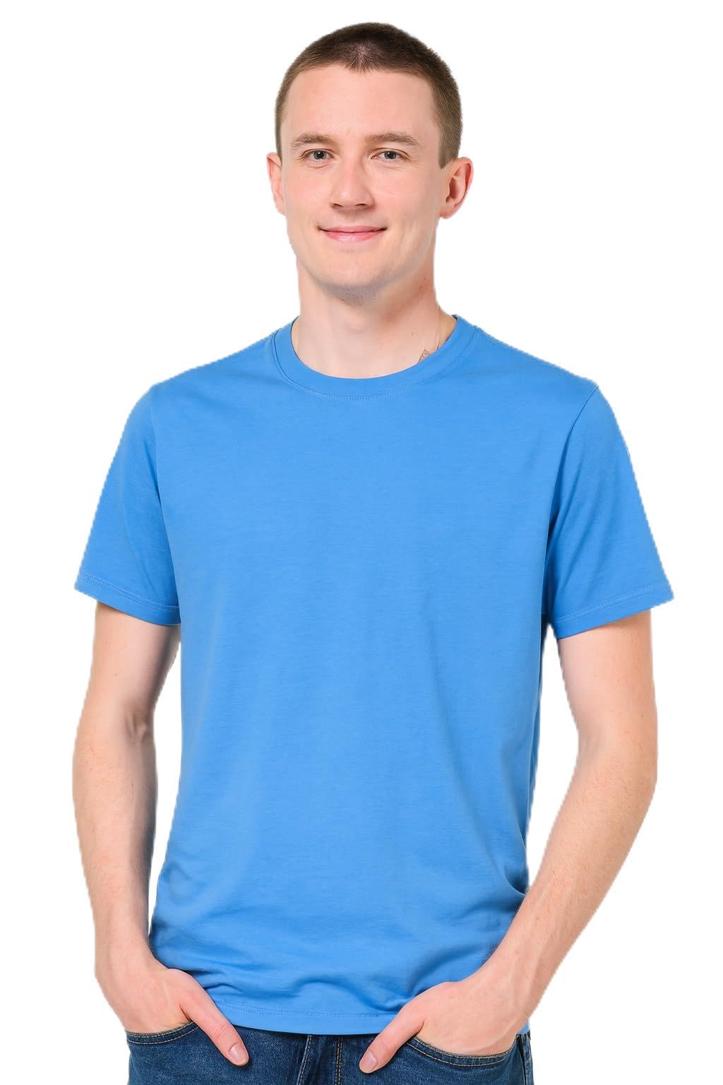 Mens T-Shirts Ringspun Cotton Crew Neck Tee Shirts Casual Wear T Shirt Pre Shrunk with Panel Wash