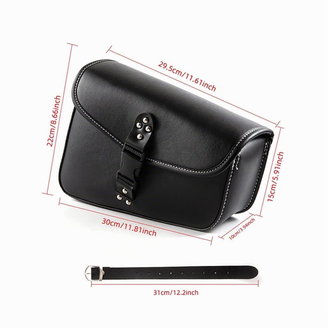 Sacoche latérale de moto sacoches en cuir pu sac à outils noir (Côté droit)