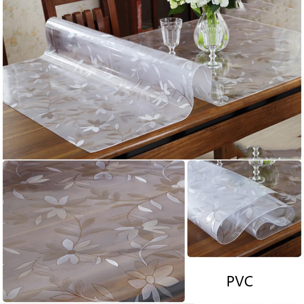 Protezione per Tavolo Plastificata Rettangolare PVC,Tovaglia trasparente Lavabili,Copri Tavolo Impermeabile,Copertura Scrivania Resistente Calore,Pellicola Antimacchia Per Cucina (1.5mm,80x130cm