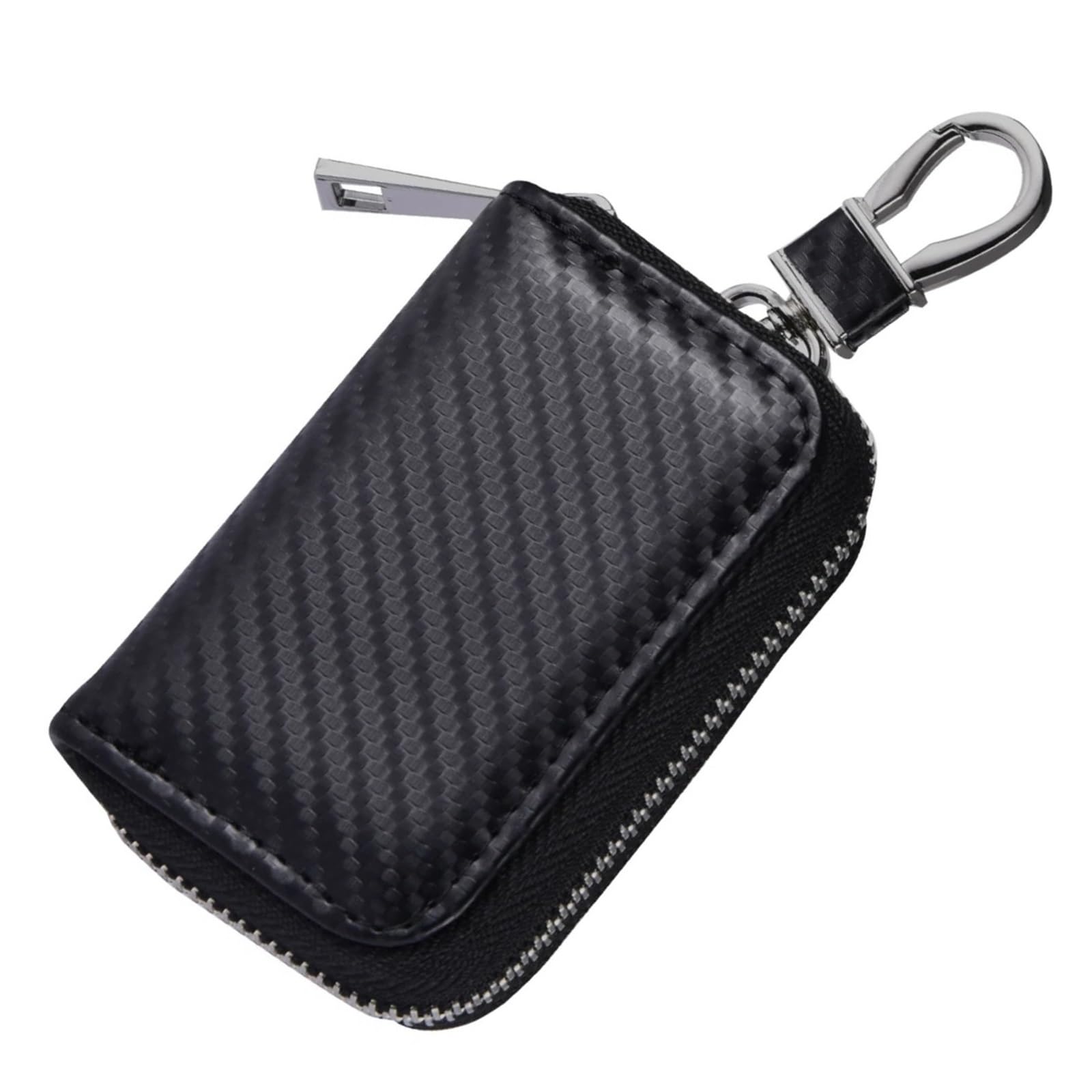 Car Key Signal Blocker Bag RFID Shielded Zipper Case PU Leather Anti-Hacking Anti-Theft Fob Pouch Auto Faraday Box