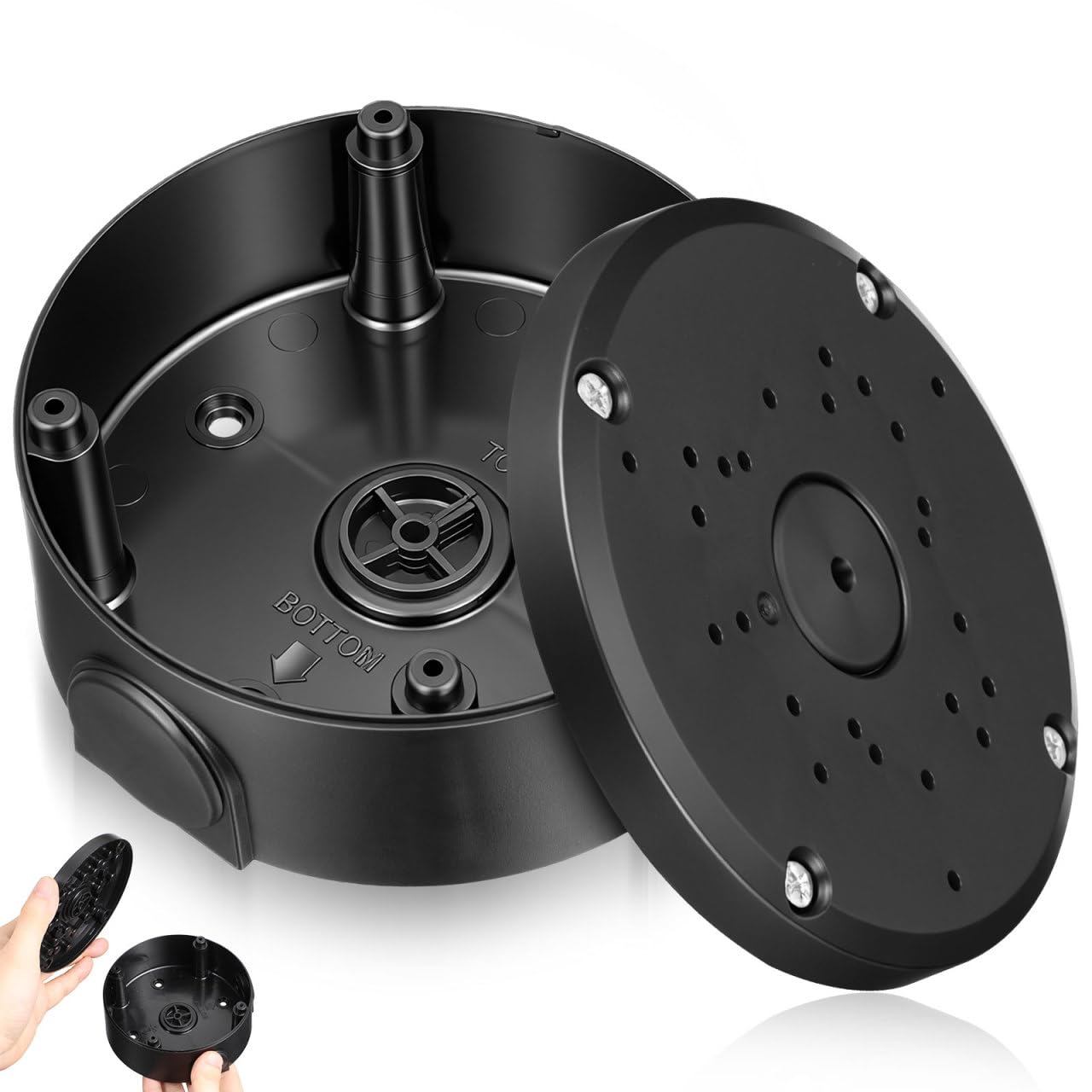 SEWACC Universal Junction Box for Camera Cable Concealment - Waterproof Electrical Enclosure for Ceiling And Wall Mount, Ideal for Home, Office, And Commercial Use, 4. 64 X 2. 04 Inches