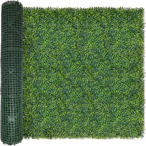 Image of ODTORY Artificial Boxwood Roll Panels, 5 FT X 10 FT(50 sqft) Yellow Green | UV-Anti Fake Ivy Vine Hedge Covering, Privacy Fence Screen, Faux Greenery Grass Wall Backdrop, Indoor /Outdoor Home Decor