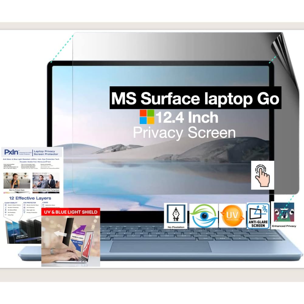 PxIn Surface Laptop Go - 12.4 Inch Privacy Screen Filter | NO Eye Strain | Anti-Blue Light + Anti Glare | No Dry Eyes | Privacy Screen Protector | Touch Screen Enabled (B0BZD7M963) Amazon Price History, Amazon Price Tracker