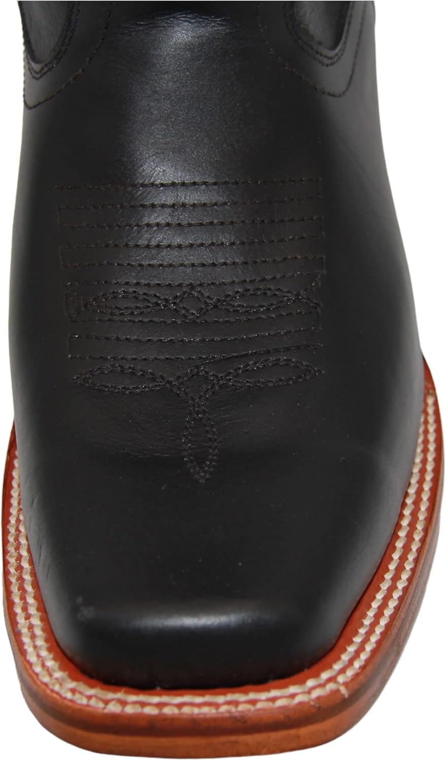 The Western Shops Men's Black Genuine Leather Square Toe Cowboy Western Boot