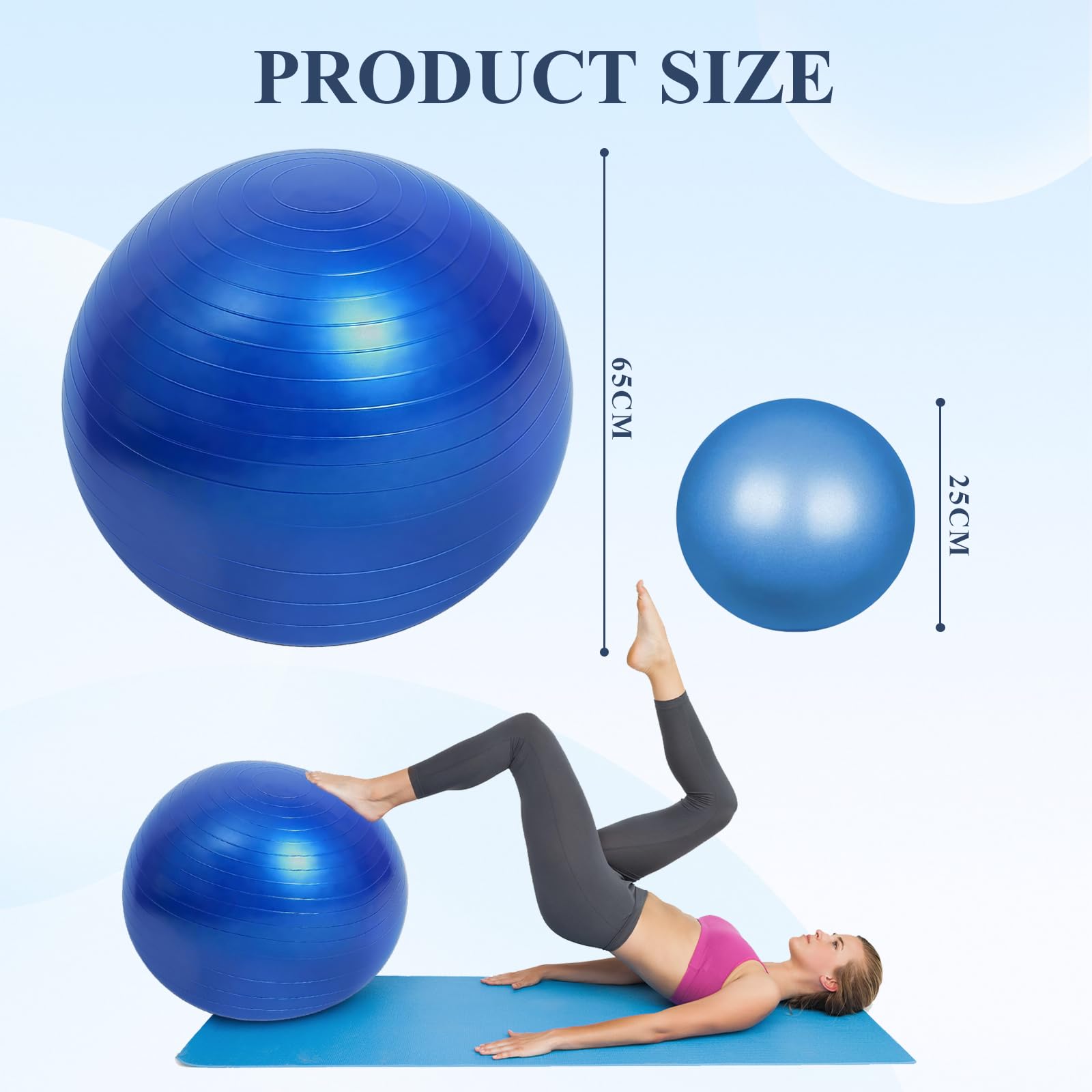 flintronic Palla Fitness, Palla da Ginnastica, 55/65/75/85cm Palla Anti-Scoppio, Palla di stabilità, con Pompa, Strumento Tappo Pompa, E Manuale per Yoga, Esercizi di Equilibrio, Allenamento, Fitness
