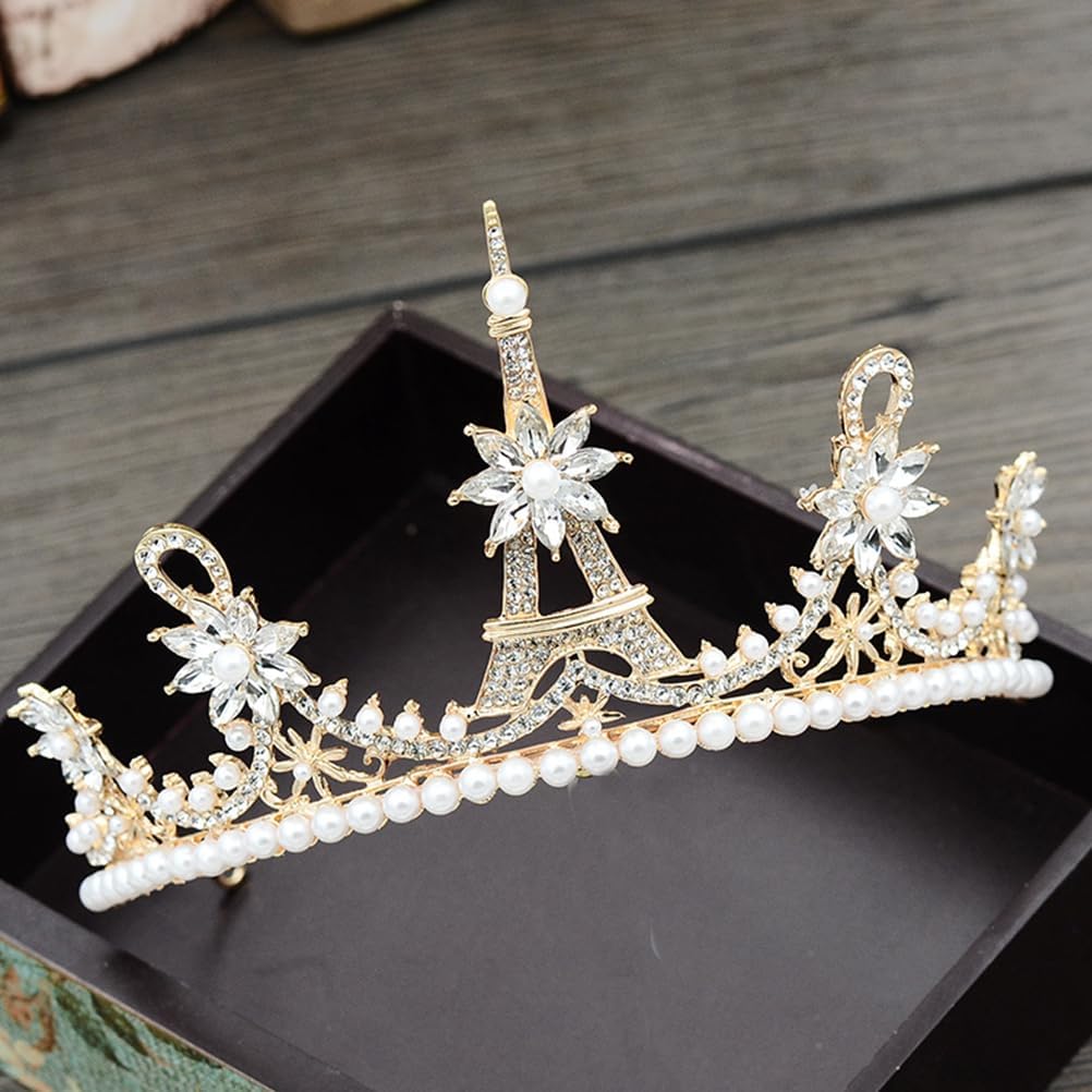 Beaupretty Rhinestone Crown Hair Hoops Bridal Headband Wedding Hair Accessories for Bride Elegant Princess Tiara Headwear