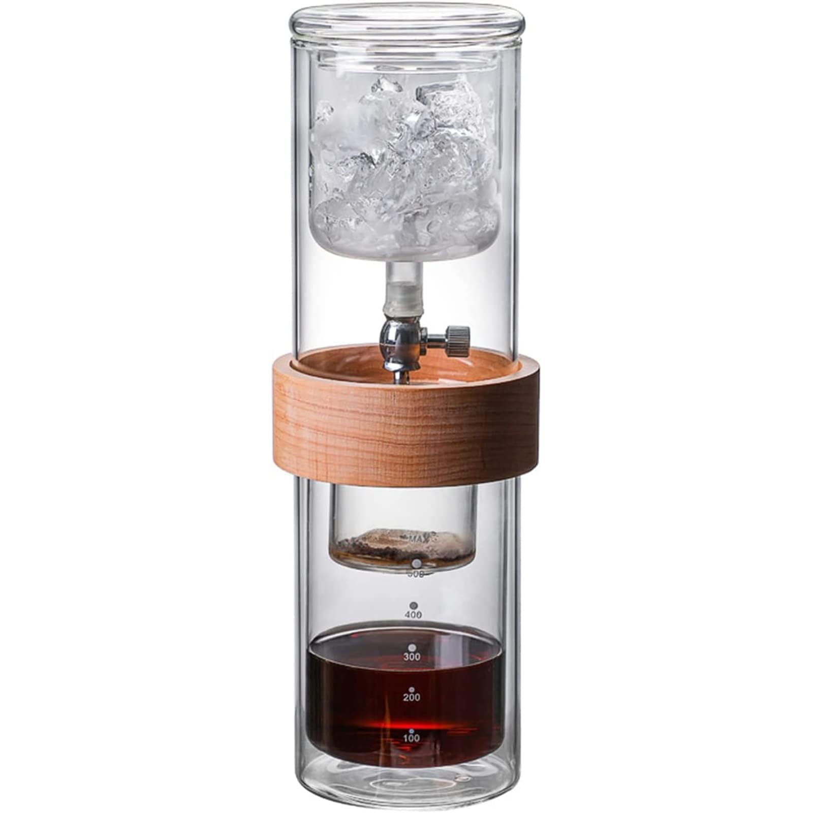 Ice Drip Coffee Maker, Cold Brew Coffee Machine, with Adjustable Rate Dripper, Stainless Steel Filter, Drip Type Cold Extraction Coffee Machine for Home, Office, Clear