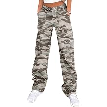 Lepunuo Cargo Pants for Women High Waisted Casual Pants Baggy Stretchy Wide Leg Y2K Streetwear with 6 Pockets