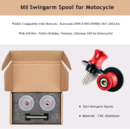 Miniatura 9 de 2 piezas de 0.315 in M8 de brazo oscilante para motocicleta, carretes de brazo oscilante CNC, ajuste con Kawasaki Z900 2000-2023 (titanio)