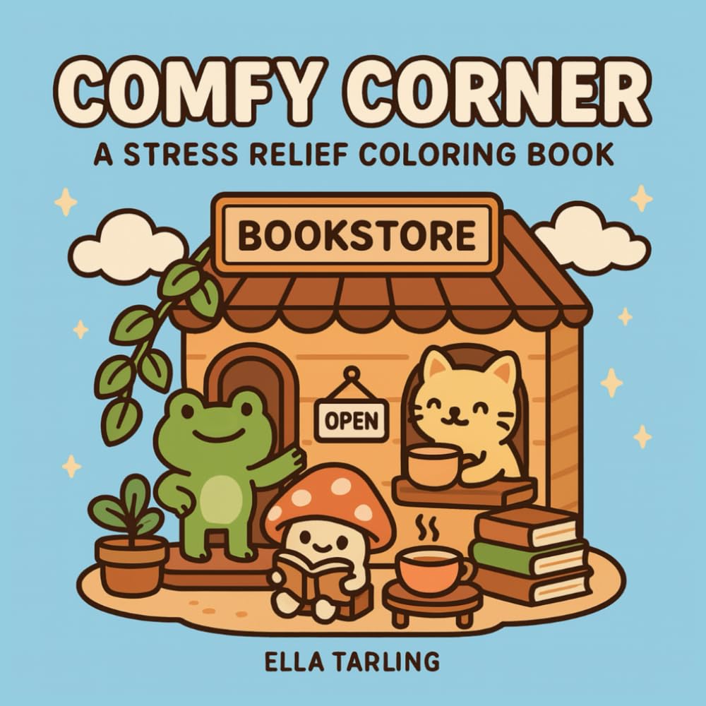 Comfy Corner – A Cozy Hygge-Inspired Stress Relief Coloring Book for Kids & Adults (Bold & Easy)