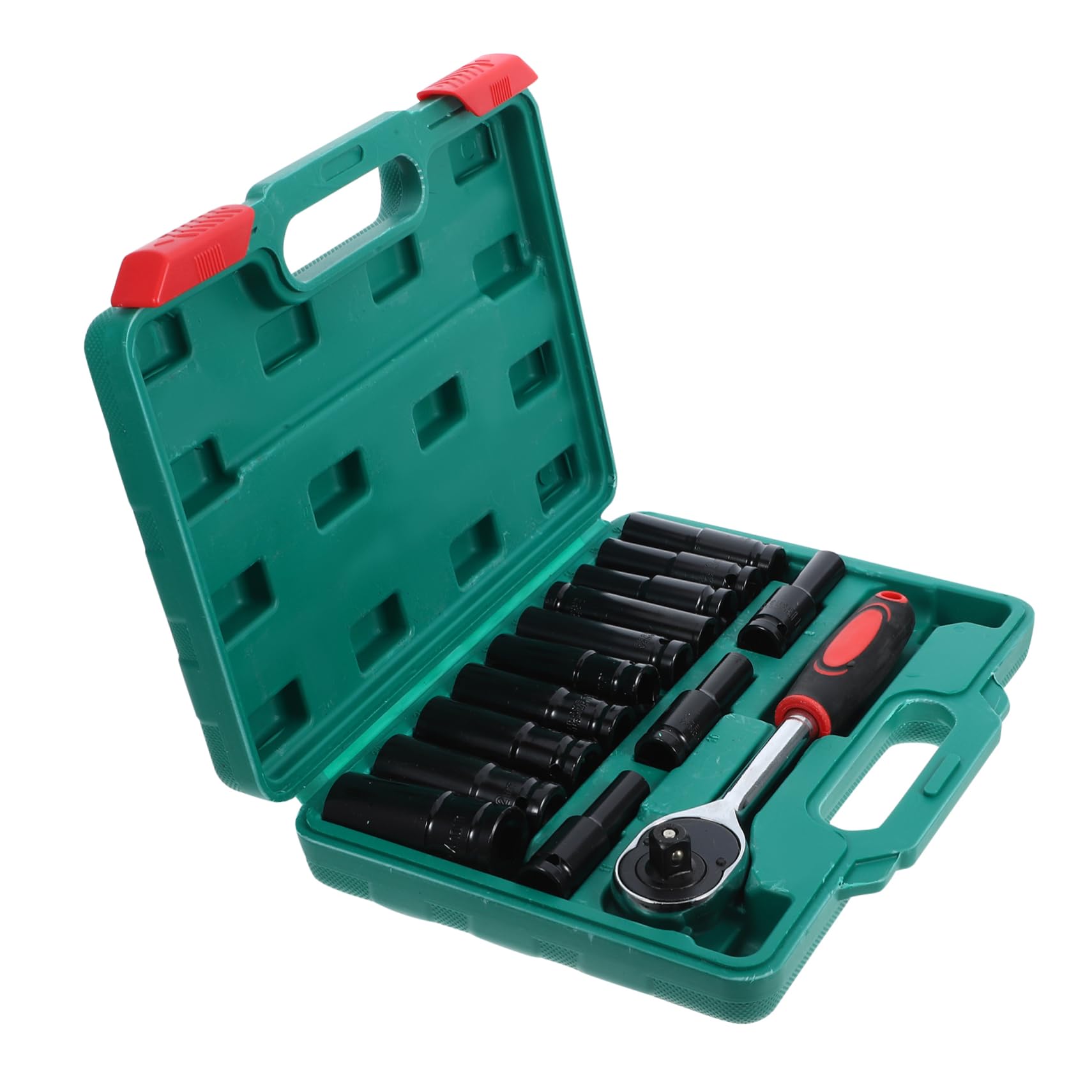 Housoutil Set di Bussole per Avvitatore Elettrico, 14 Pezzi in Acciaio | Verde, in Pp, per Attrezzature Meccaniche e Pneumatici, Supporto per Manutenzione Pneumatici, Set 1
