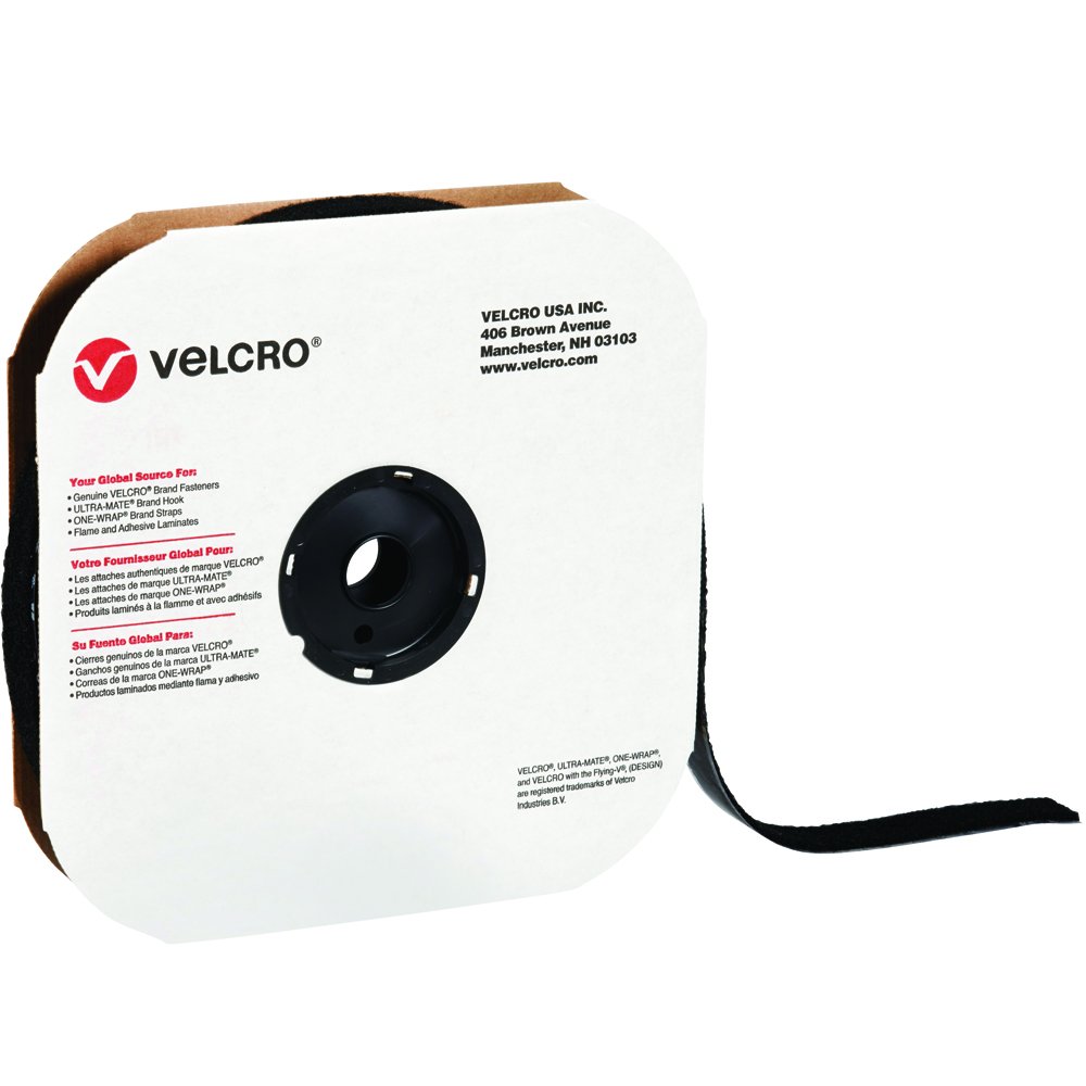 VELCRO Brand 1" x 75' Tape Strips, Black - Heavy Duty Industrial Strength Self-Adhesive Strong Strips, Sticky for Furniture Assembly, Mounting, &