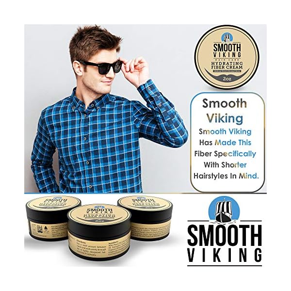 Smooth Viking Hair Styling Cream for Men - Grooming Hair Product - Matte Finish, Medium Hold and Minimal Shine Gel, Hydrating Fiber Cream for Daily Use, 2oz