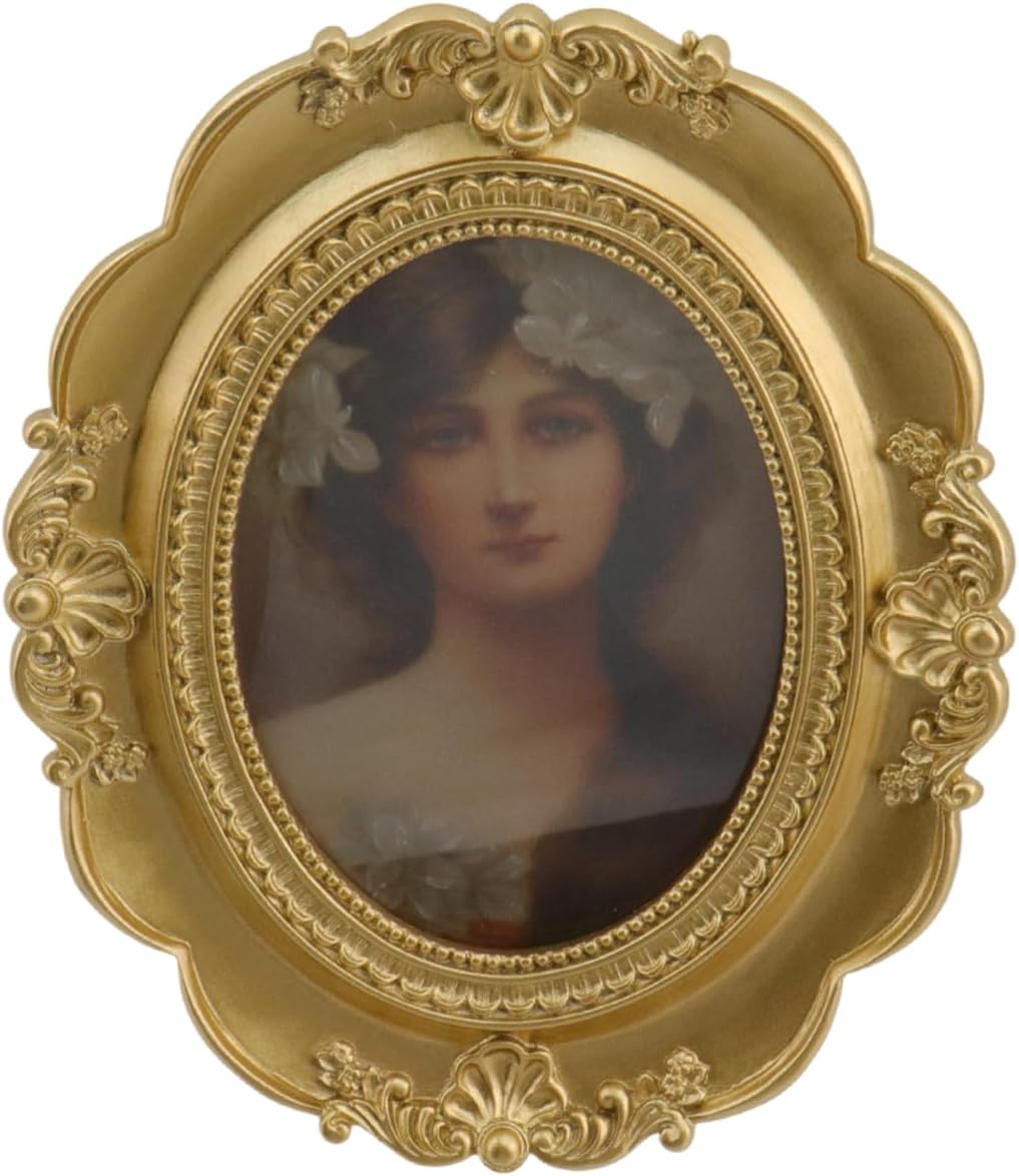 Vintage Picture Frames, Gold Antique Picture Frames, Resin Vintage European Photo Frame with Glass Front, Tabletop Wall Hanging, Display for 4x6 Inch Photos(Style A)