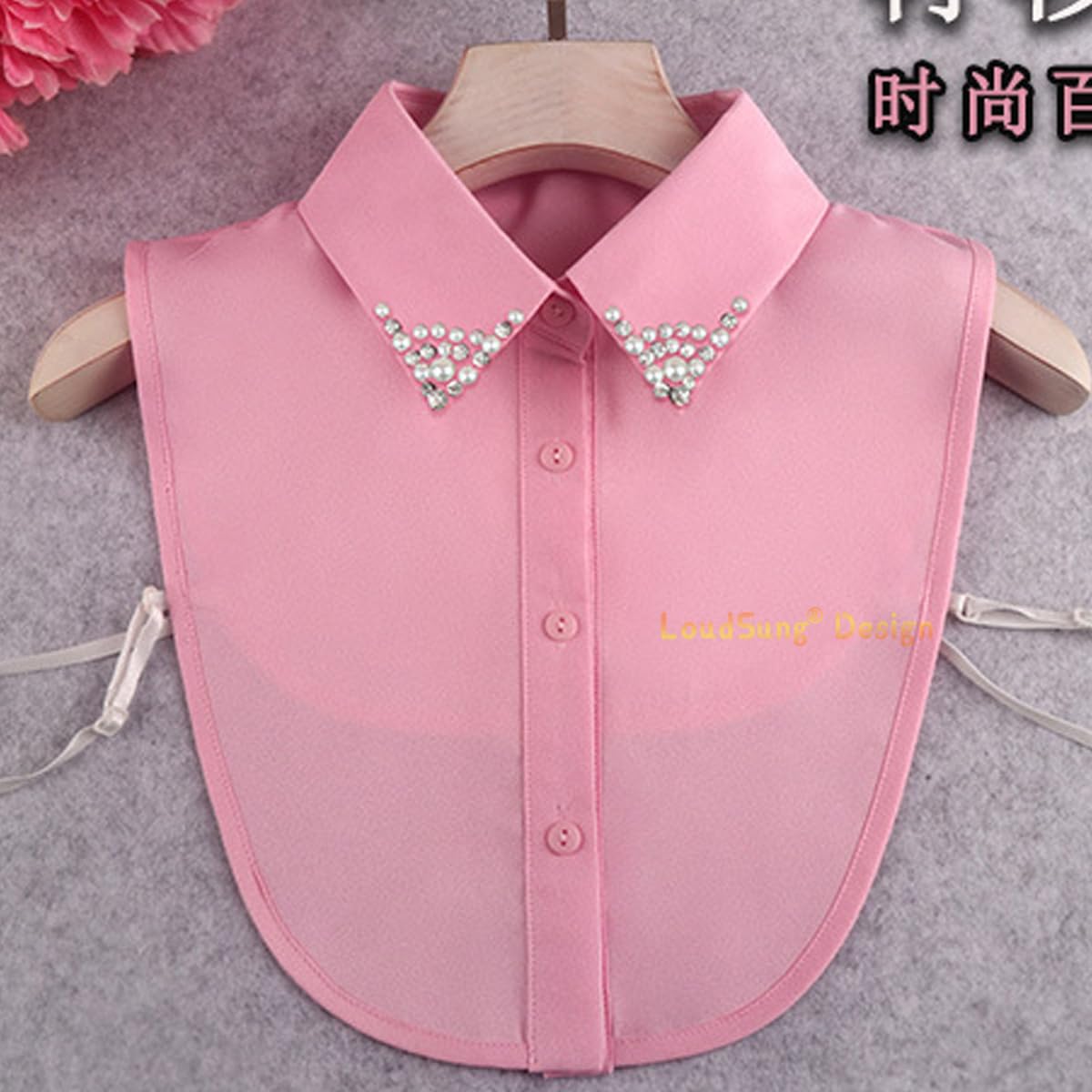 LoudSung FAKE HALLAR Abnehmbares Halbhemd -Hemdbluse falsche Kragen Sets elegante Diamantreine Farbe für Frauen Mädchen 3pcs
