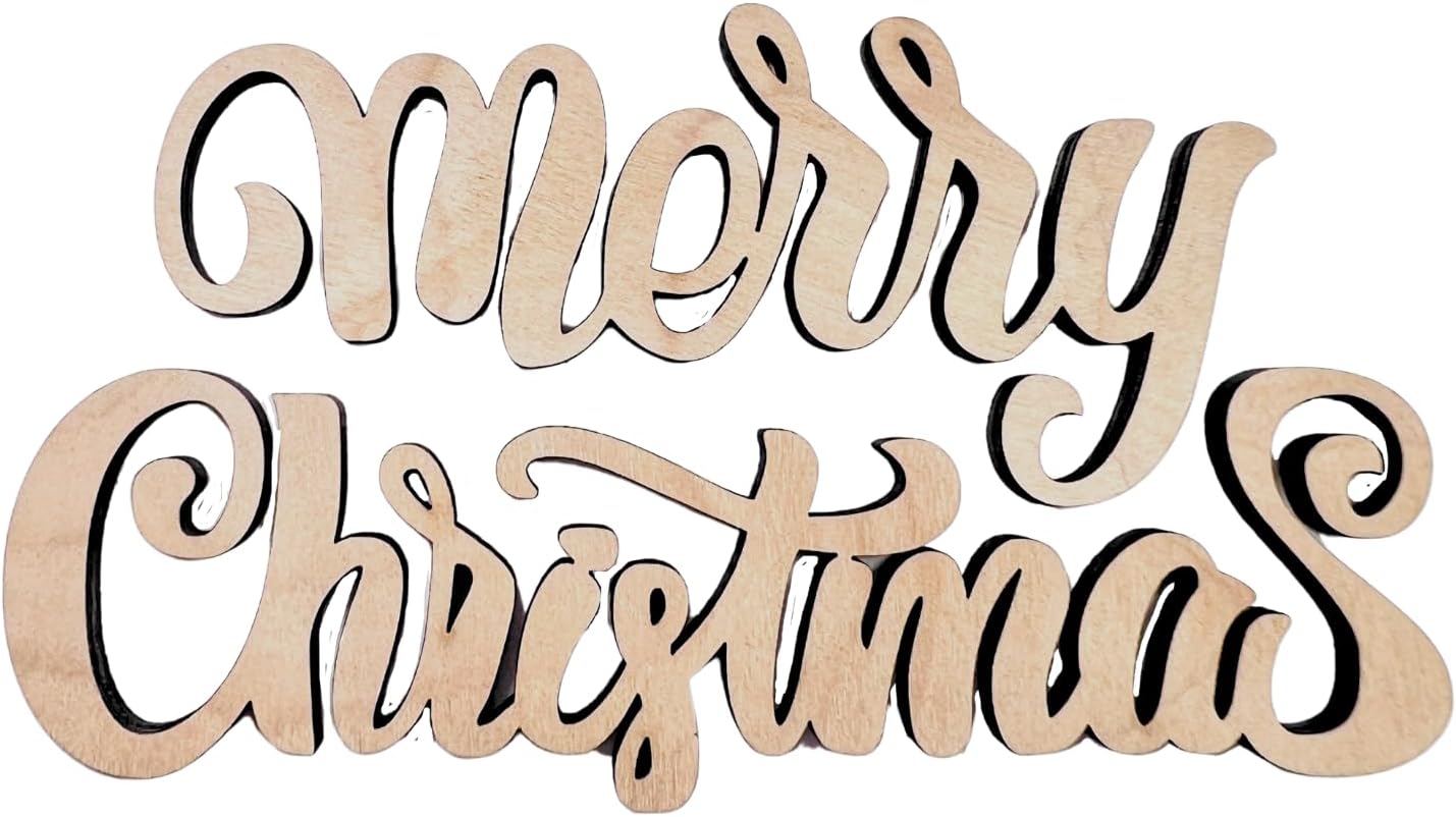 1/4" MDF Wood | 20" Wide | Merry Christmas Wood Words Cutout | Merry Christmas Wood | Christmas Wreath | Christmas Door Hanger | Wood Shapes |Christmas Crafts