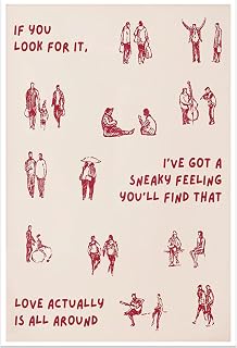 Tiny Humans Walking Canvas Poster Love Actually Is All Around Print Painting Vintage Minimalist Small People Wall Art Romantic Quote Aesthetic Pictures Home Decor for Bedroom Dorm 12x16inch Unframed