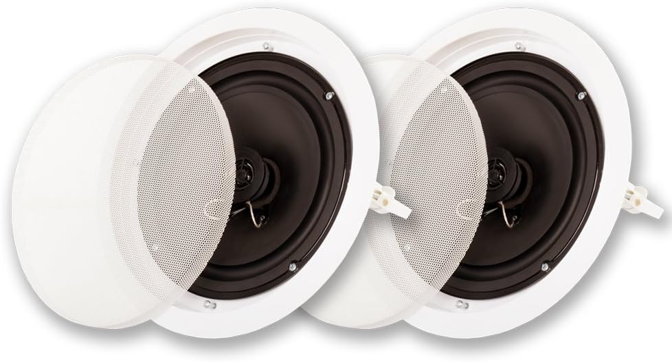 Acoustic Audio SP-8c in Ceiling 8" Speaker Pair 2 Way Home Theater Speakers
