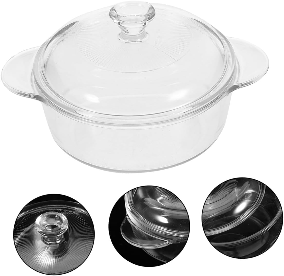 7l Heat-resistant Glass Salad Bowl with Lid, Deep Serving Bowl for Dessert, Candy, Popcorn, and Party Use