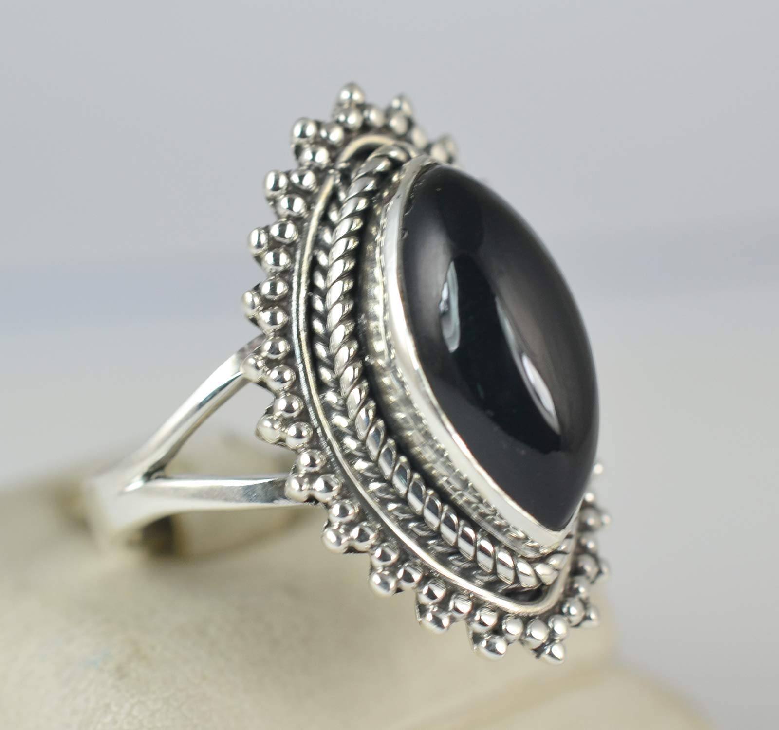 Schwarzer Onyx-Ring aus 925er Sterlingsilber
