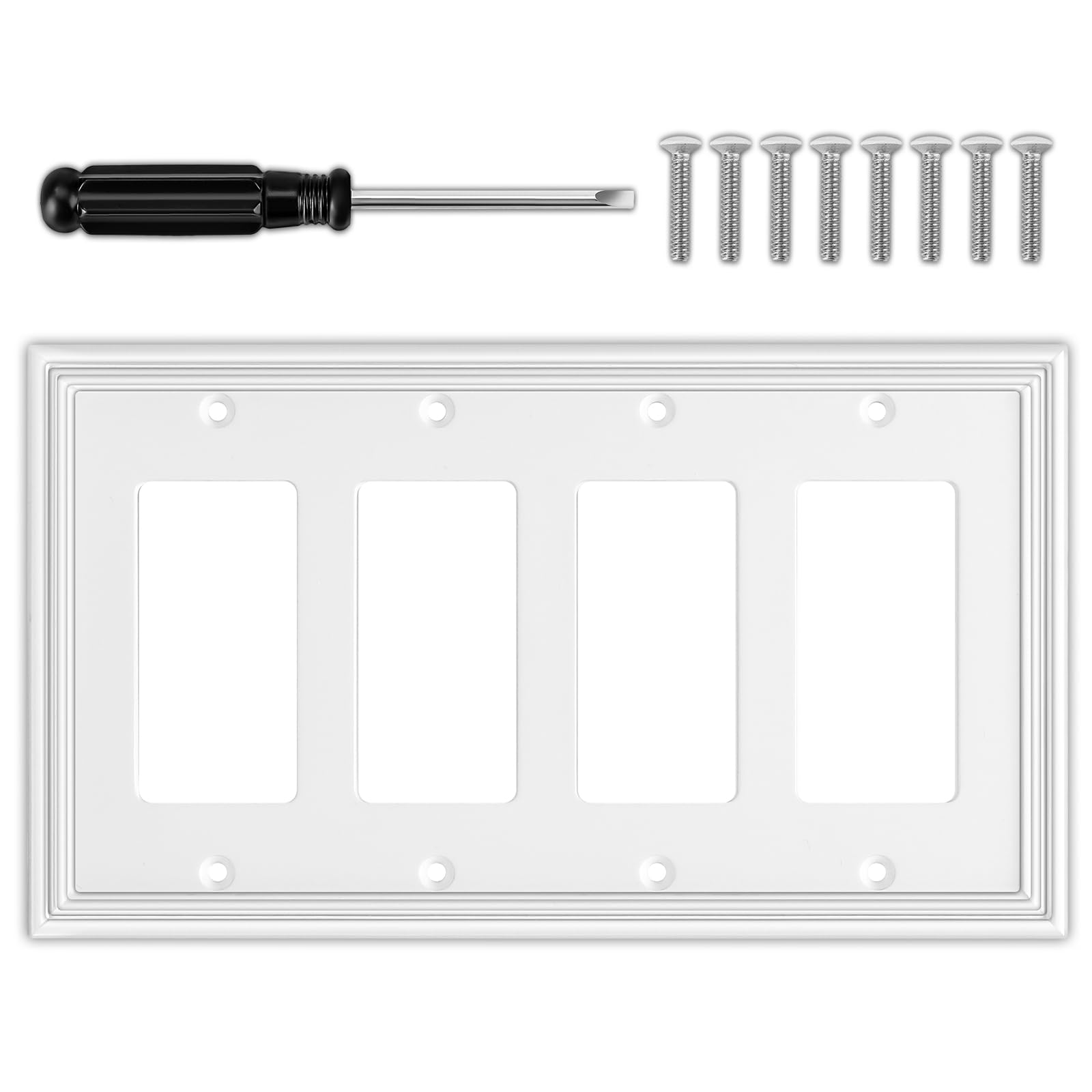 CLORE + Relux All-in-one【White】 Pure White Classic Beadboard Wall Plates,Light Switch Covers