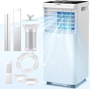 Portable Air Conditioner, 10000 BTU Portable AC Unit Cools Up to 340 Sq.Ft, 3-in-1 Air Conditioner with Cooling, Dehumidifier & Fan, 24H Timer, Remote, 24H Timer, Window Kit, for Bedroom/Office