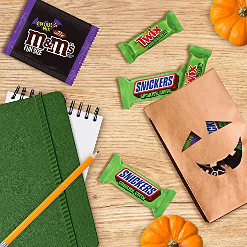 M&M'S Milk Chocolate Ghoul's Mix, SNICKERS & TWIX Ghoulish Green Fun Size Bulk Halloween Chocolate Candy Assortment, 26.82 oz, 50 Piece Bag - image 6
