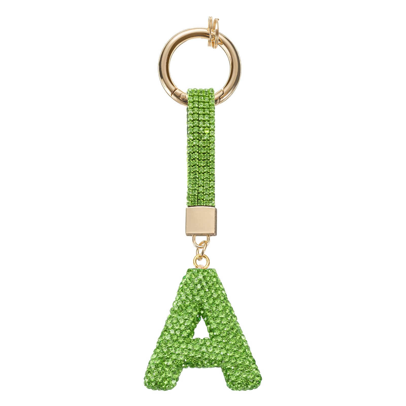 sourcing map Alphabet A Letter Bag Charm Rhinestone Initial Alphabet Letters Charm Accessories for Keychain Bracelet Wristband Necklace Jewelry Making Bags, Light Green
