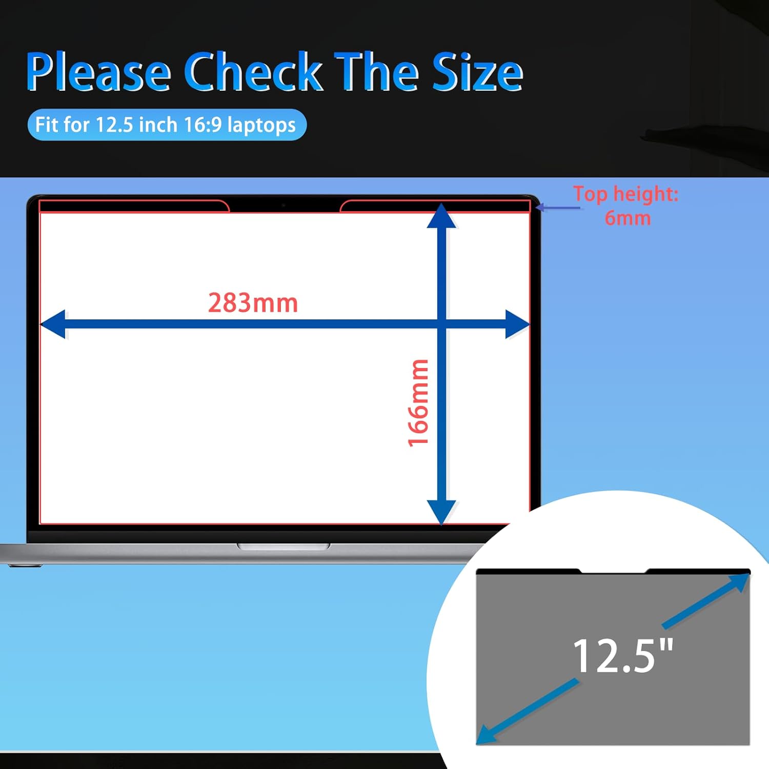 Magnetic Privacy Screen 12.5" 16:9 for Laptops - 2-Sided Removable Anti-Peeping/Anti-Glare, Blue Light Block, UV Protect, Reduce Strain, Fits Chromebook/Lenovo/HP/Dell/Acer/ASUS/XPS 12.5inch 16:9 image 6 of 7 B0F4MNN93H
