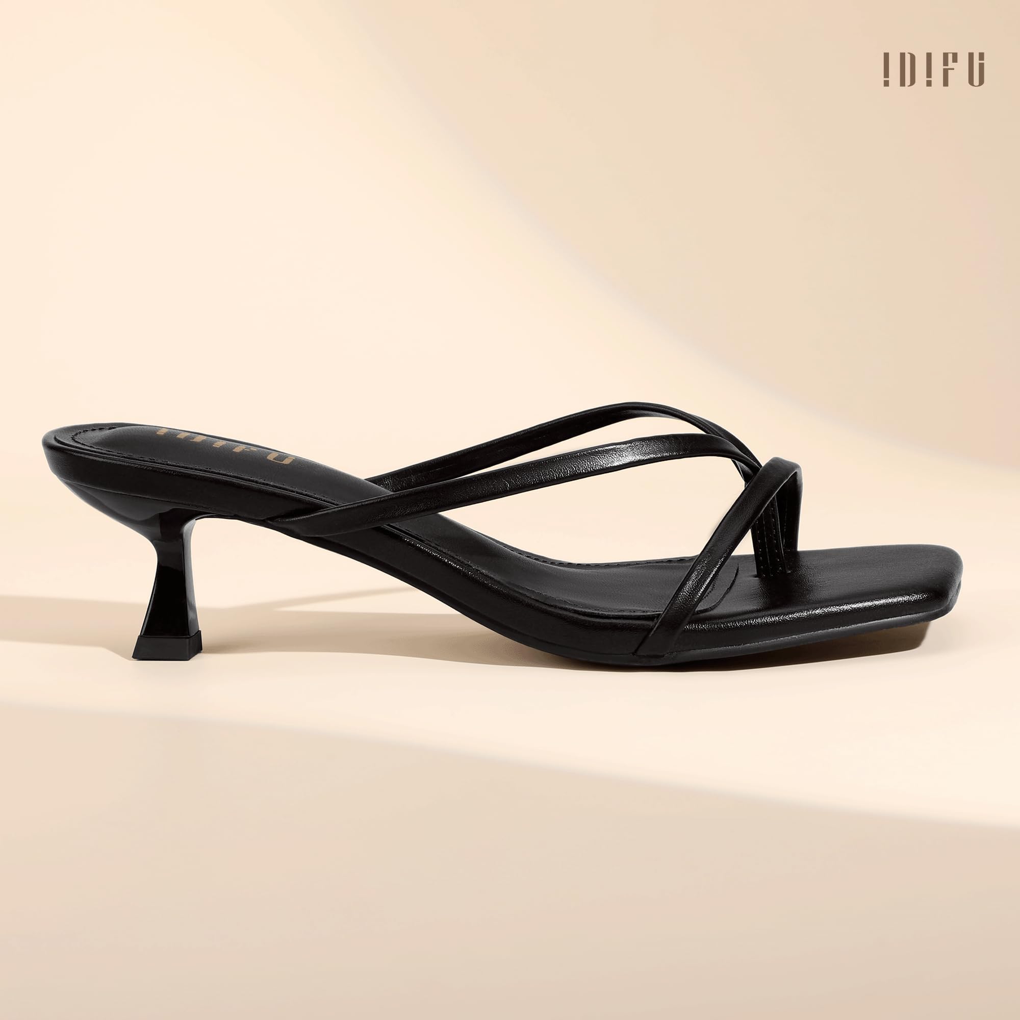 IDIFU IN1 Kitten Heels for Women Flip Flop Strappy Square Open Toe Low Heeled Sandals Wedding Bride Prom Graduation Party Slide Dress Shoes Comfortable Cute Trendy Casual Thong Slip On Heels — view 4