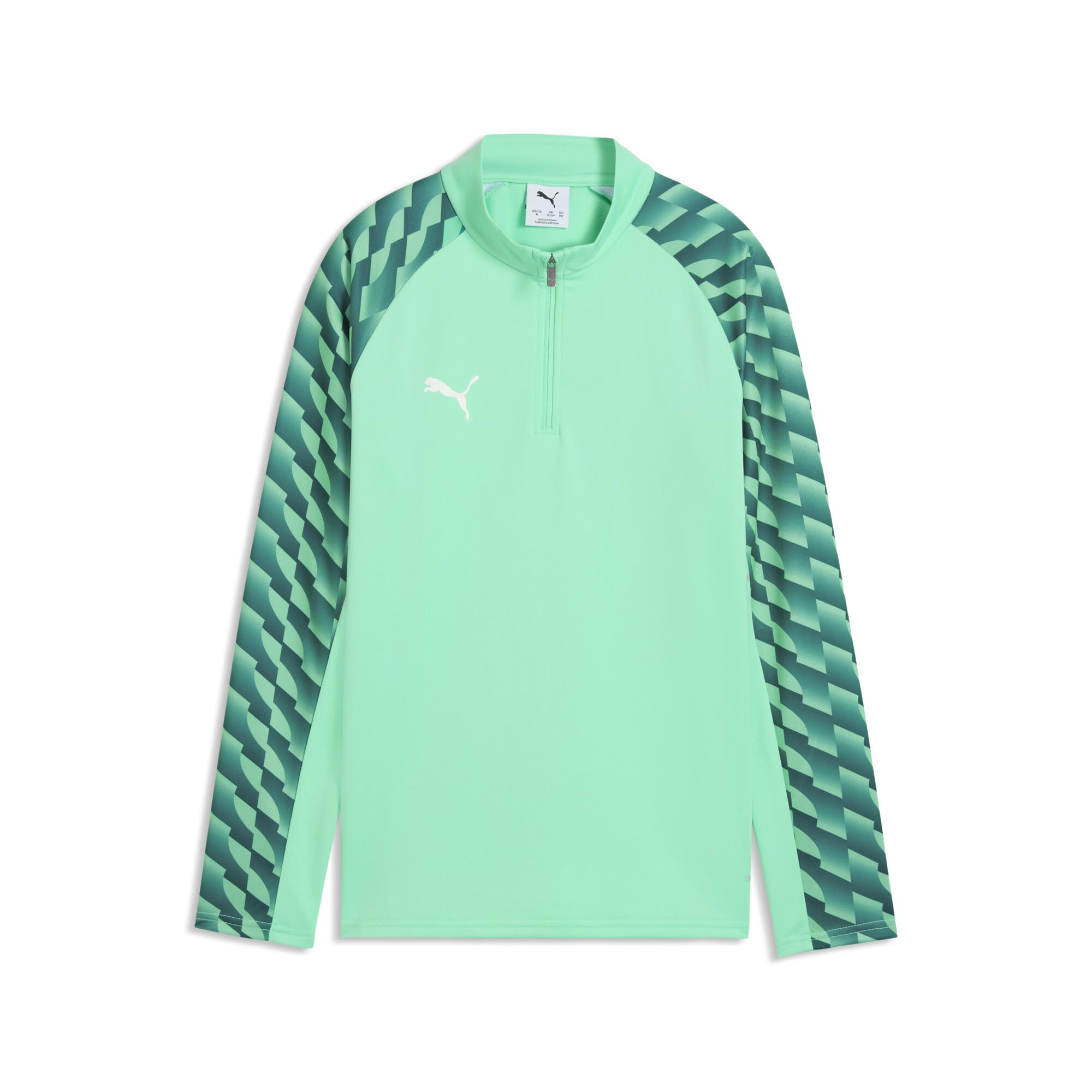 PUMA teamLIGA26 Training 1/4 Zip Top Jr Sweat Jackets, 140, Mint Jelly White-Emerald Ice