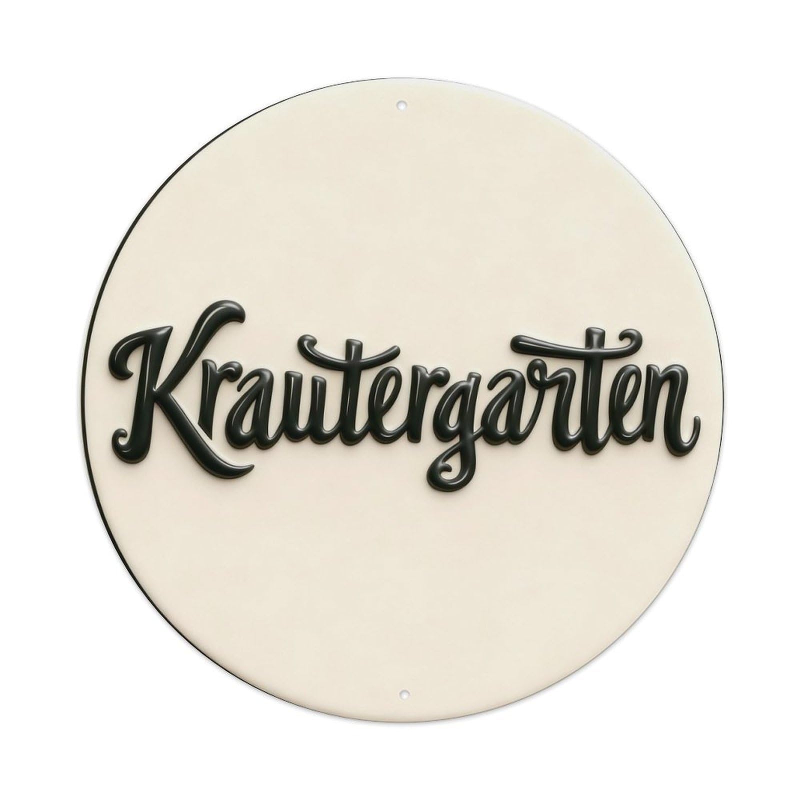 Krautergarten Script Font Circular Design Round Metal Tin Sign Vintage Wall Decor, Bar Garage Cafe Kitchen Home Wall Art Poster 8x8inches