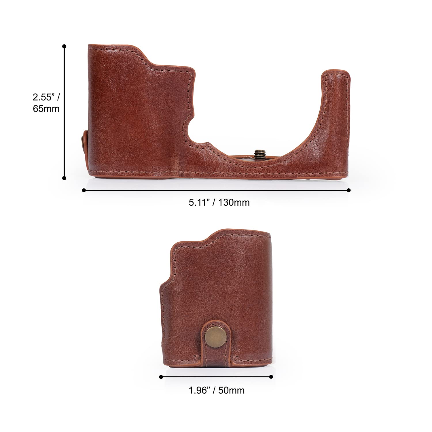 MegaGear MG2014 Ever Ready Genuine Leather Camera Half Case Compatible with Sony ZV-E10 (Brown), 13 x 5 x 6.5 cm - Image 3