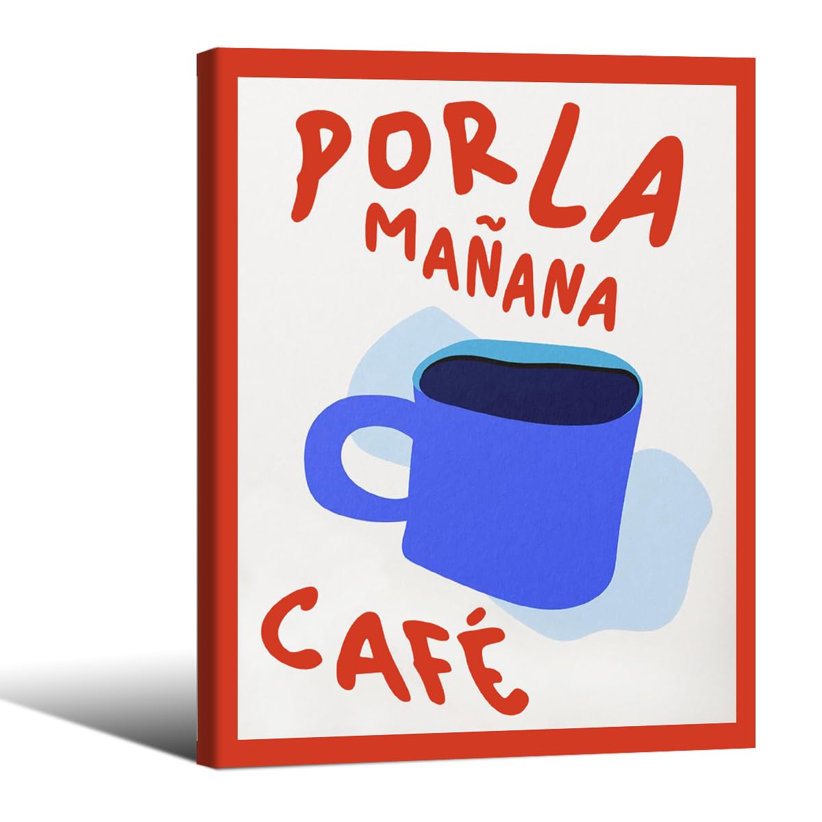 Framed Wall Art Posters Kitchen Por La Mañana Cafe Print Vintage Coffee Artwork Pictures for Home Dining Room Living Room Office Apartment Decor 8x10in