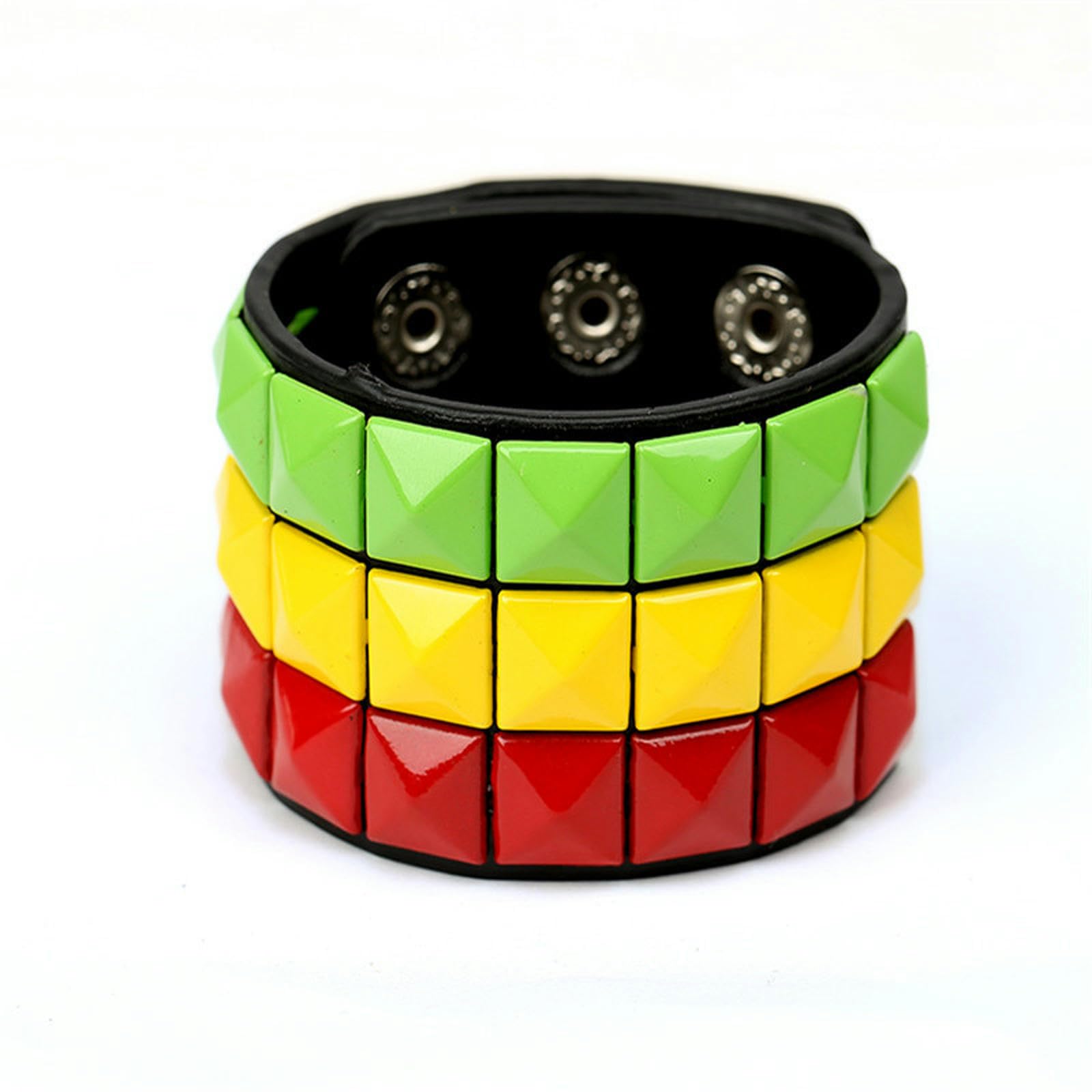 Frolddrw Green Bracelet Punk Pyramid Studded Wristband Rivet Wide Pu Leather Cuff Bracelet
