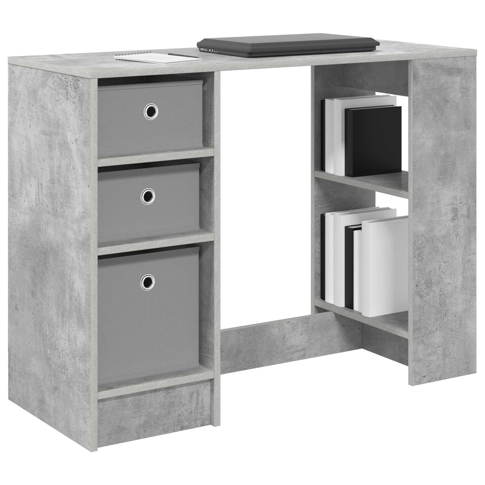 Scrivania Grigio cemento 100 x 40 x 75 cm Legno lavorato con cassetti