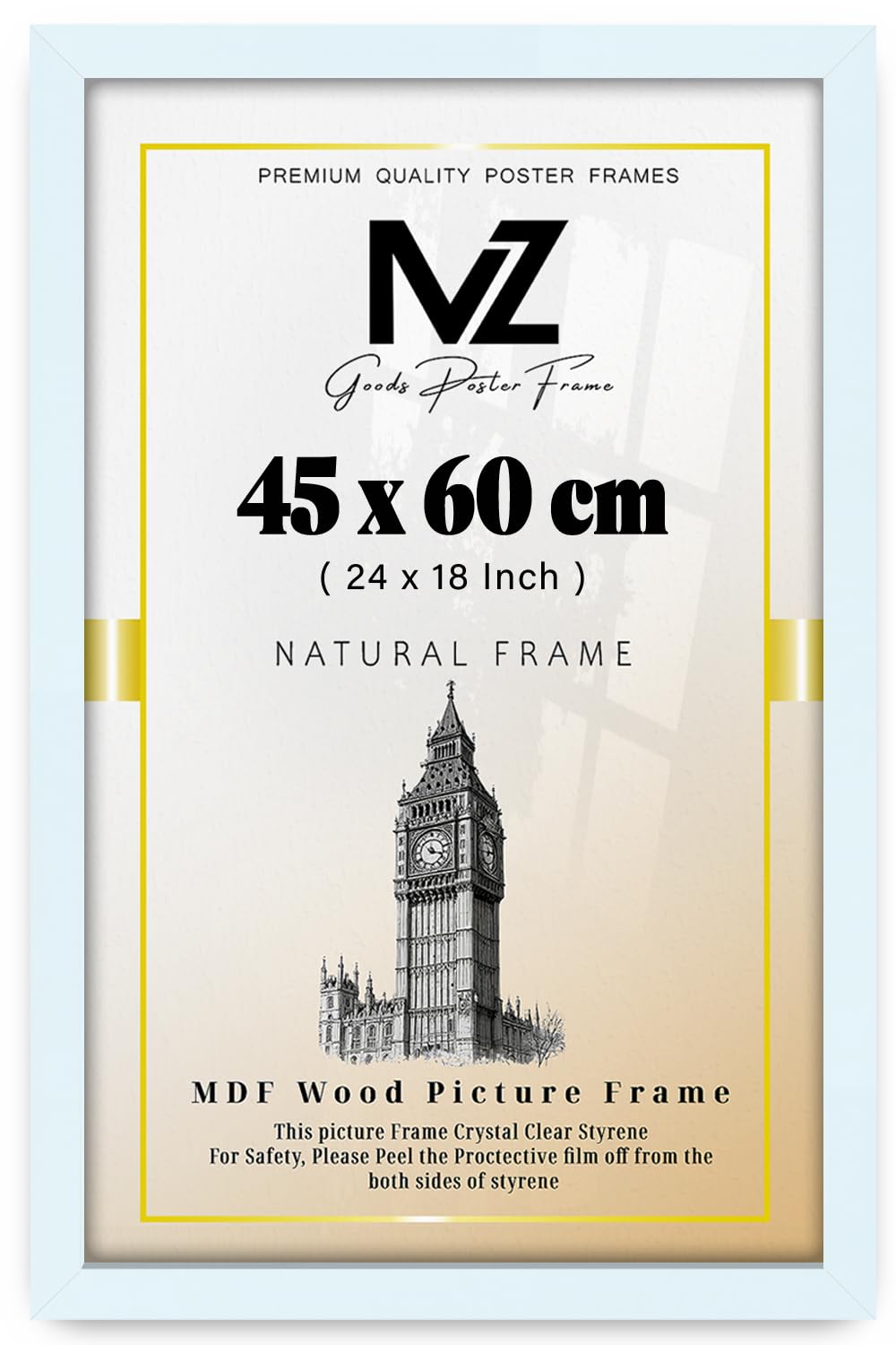 Mz Goods White | (45 X 60 Cm) Poster Frame - 450 X 600 Mm Photo Frame For Posters And Prints – Solid Eton Wood, Home Décor 1' 6" X 1' 12" [ ]