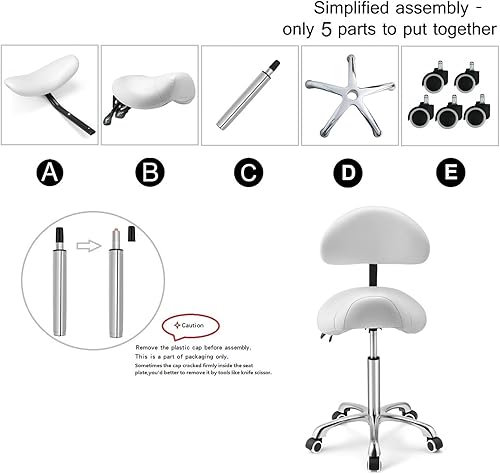 Miniatura 7 de Kaleurrier Taburete giratorio de altura ajustable con ruedas, taburete antifatiga resistente, silla ergonómica para laboratorio, clínica, dentista,