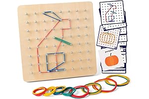 Coogam Wooden Geoboard Mathematical Manipulative Geo Board STEM Puzzle Matrix 8x8