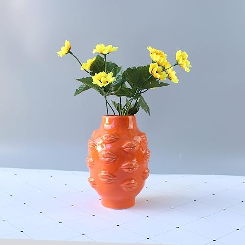 Miniatura 3 de Jarrón de cerámica para el cuerpo, jarrón de labios, decoración de mesa, decoración moderna de granja, florero para el hogar, oficina, tiendas, 6.5