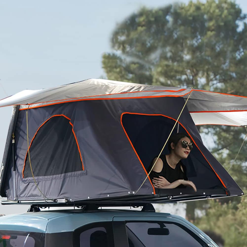 Tente de Toit de Voiture pour 2 à 3 Personnes, Tente de Toit Automatique, Tente Pop-up à Ouverture Rapide 3s, Tente de Camping en Plein air avec échelle télescopique, abri extérieur Chambre Mobile à