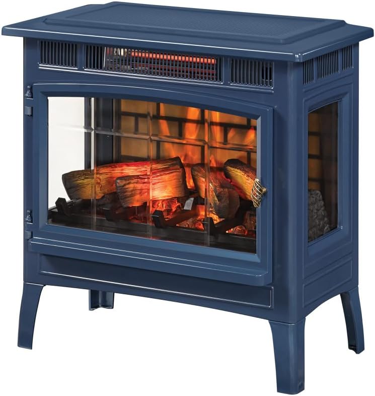 Navy Electric Free-standing Fireplace Stove with 3D Flame Effect