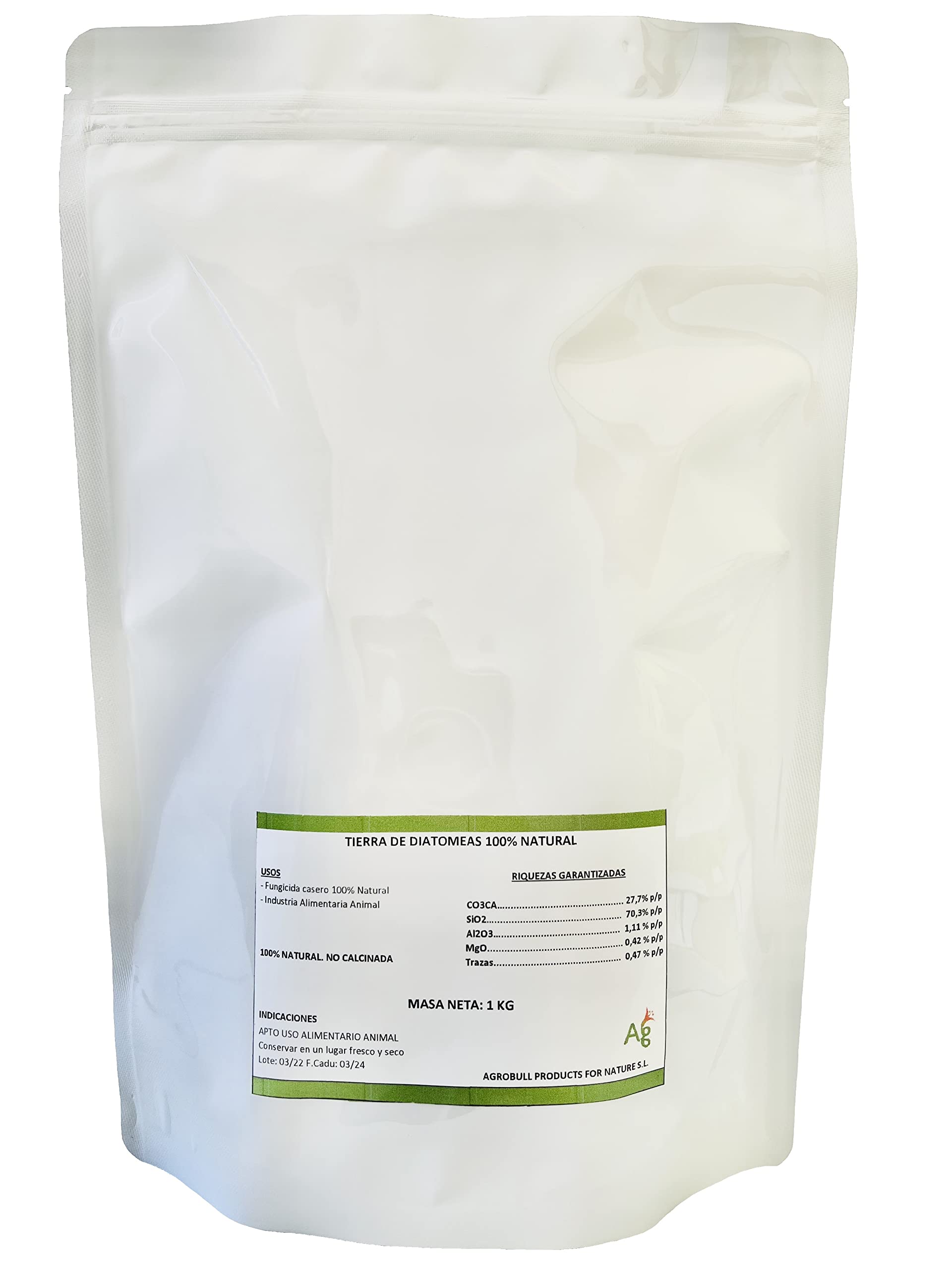 | AGROBULL | Terra di diatomee 1 KG, 2 KG, 5 KG Grado Alimentare, elevata Purezza e utilizzabile in Agricoltura Biologica (1 KG)