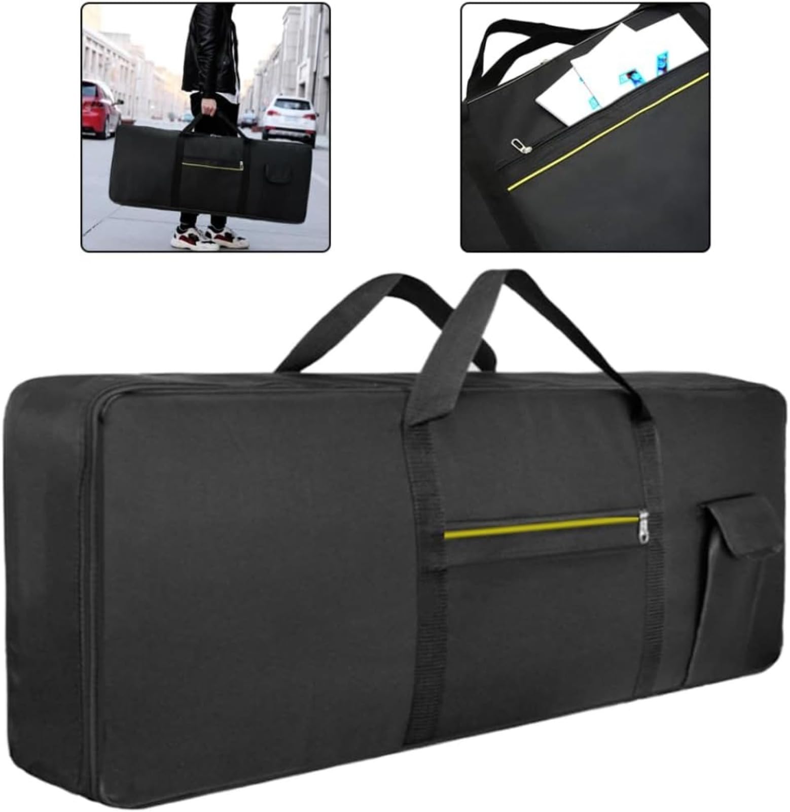 Générique Borsa Tastiera 76 Chiave Portatile Portatile Elettronica Pianoforte Riempito Tastiera di Trasporto Bagure di Stoccaggio Borsa 120x40x15cm