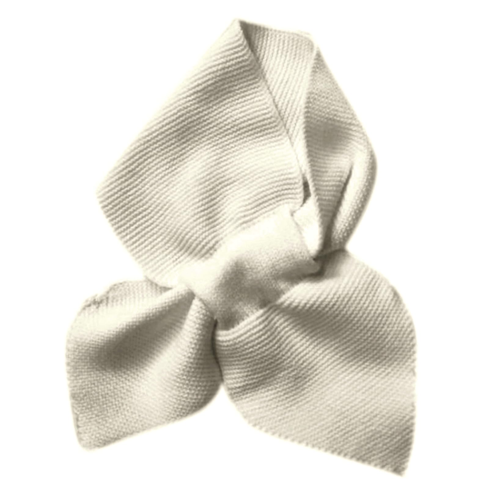 Ruiogoe Women's White Knitted For Collar Scarf Winter Warm Solid Color Loophole Neckerchie