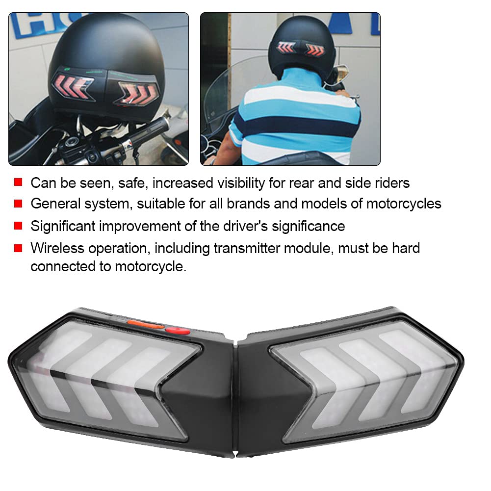 SIXRUN Lumière de sécurité LED pour Casque de Moto sans Fil, Noire, Clignotant à visibilité Améliorée pour Les Modèles de Motos