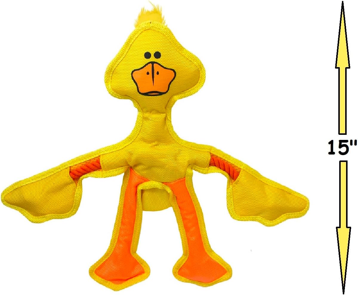 Durable Dog Toys Nylon with Rope Skeleton and Squeaker 15" Long Cute Animals (Full Set - All 6 Toys)